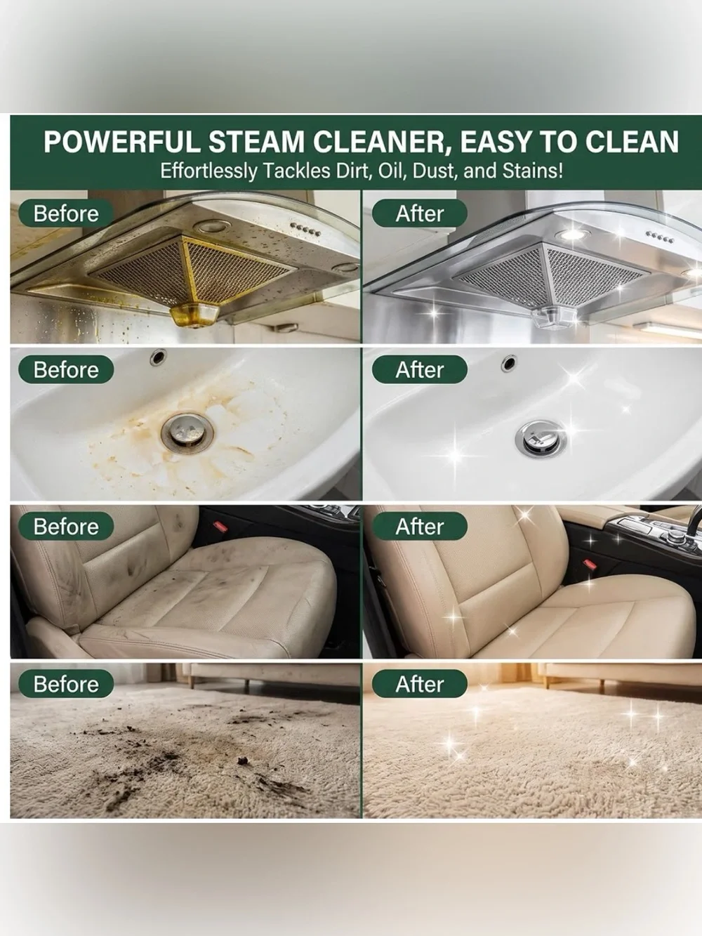 White Handheld Steam Cleaner with Accessories